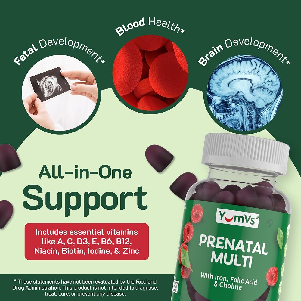 YUM-V'S Prenatal Gummies for Women with Folic Acid & Iron - 60 Count - image 5