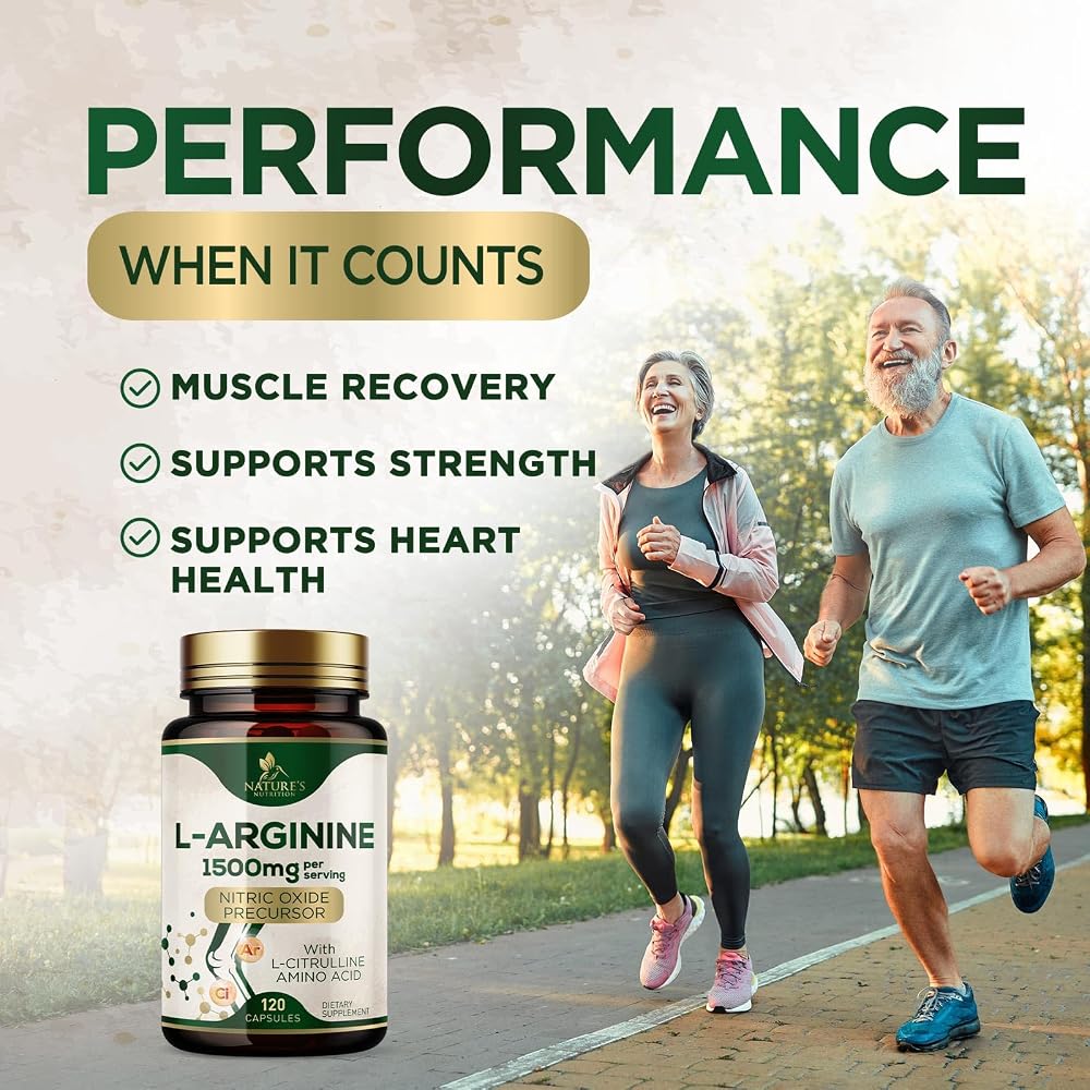 Nature's Nutrition L-Arginine 1000mg Per Serving Supplement