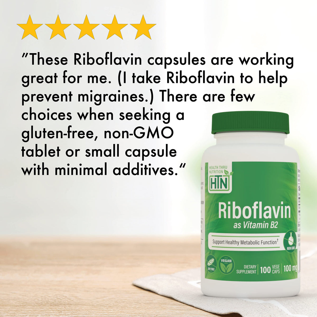 Health Thru Nutrition Riboflavin 100mg Vitamin B2 - 100 Vegetarian Capsules - image 6