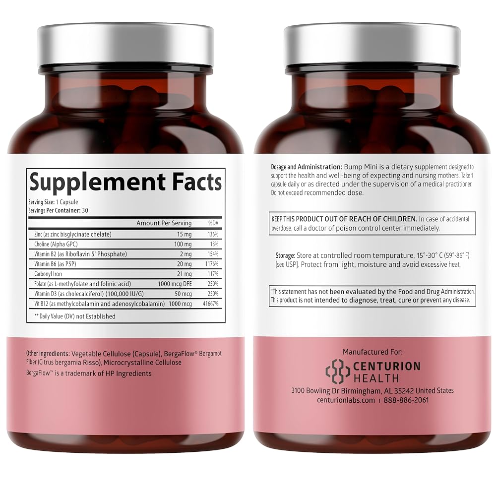Centurion Health Bump Mini Prenatal Vitamins - 30 Capsules - image 2