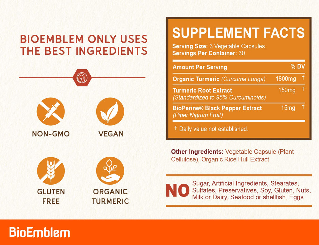 BioEmblem Turmeric Curcumin Supplement with BioPerine
