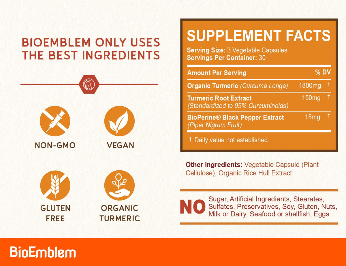 BioEmblem Turmeric Curcumin Supplement with BioPerine