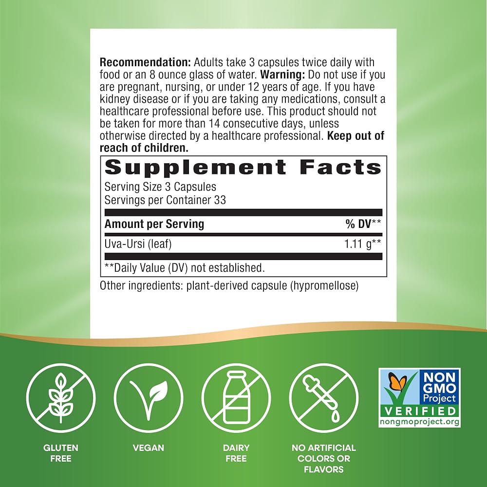 Nature's Way Uva Ursi Leaves Herbal Capsules - 1110 mg - 200 Count - image 2