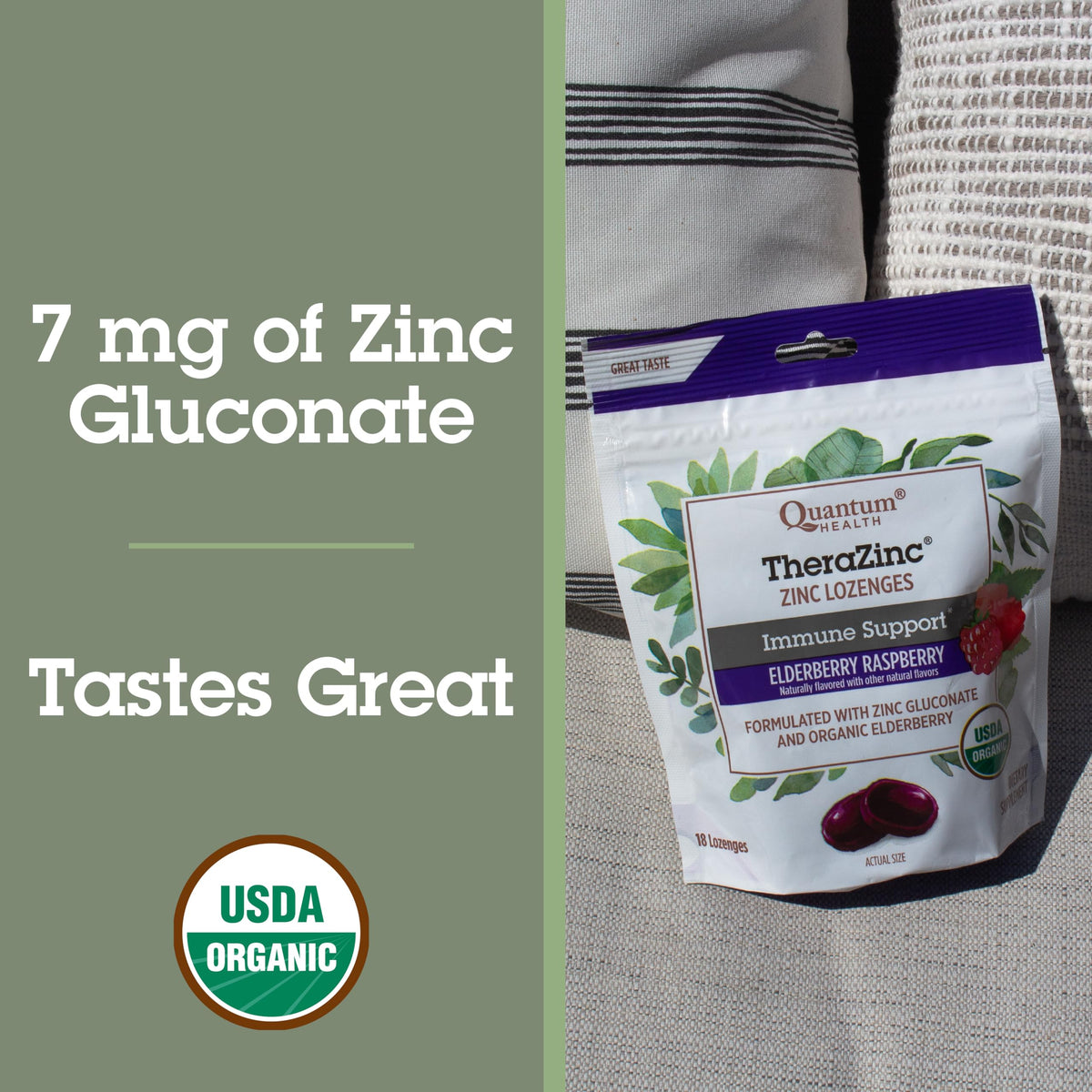 Quantum TheraZinc Organic Elderberry Immune Support - 18 Lozenges - image 3