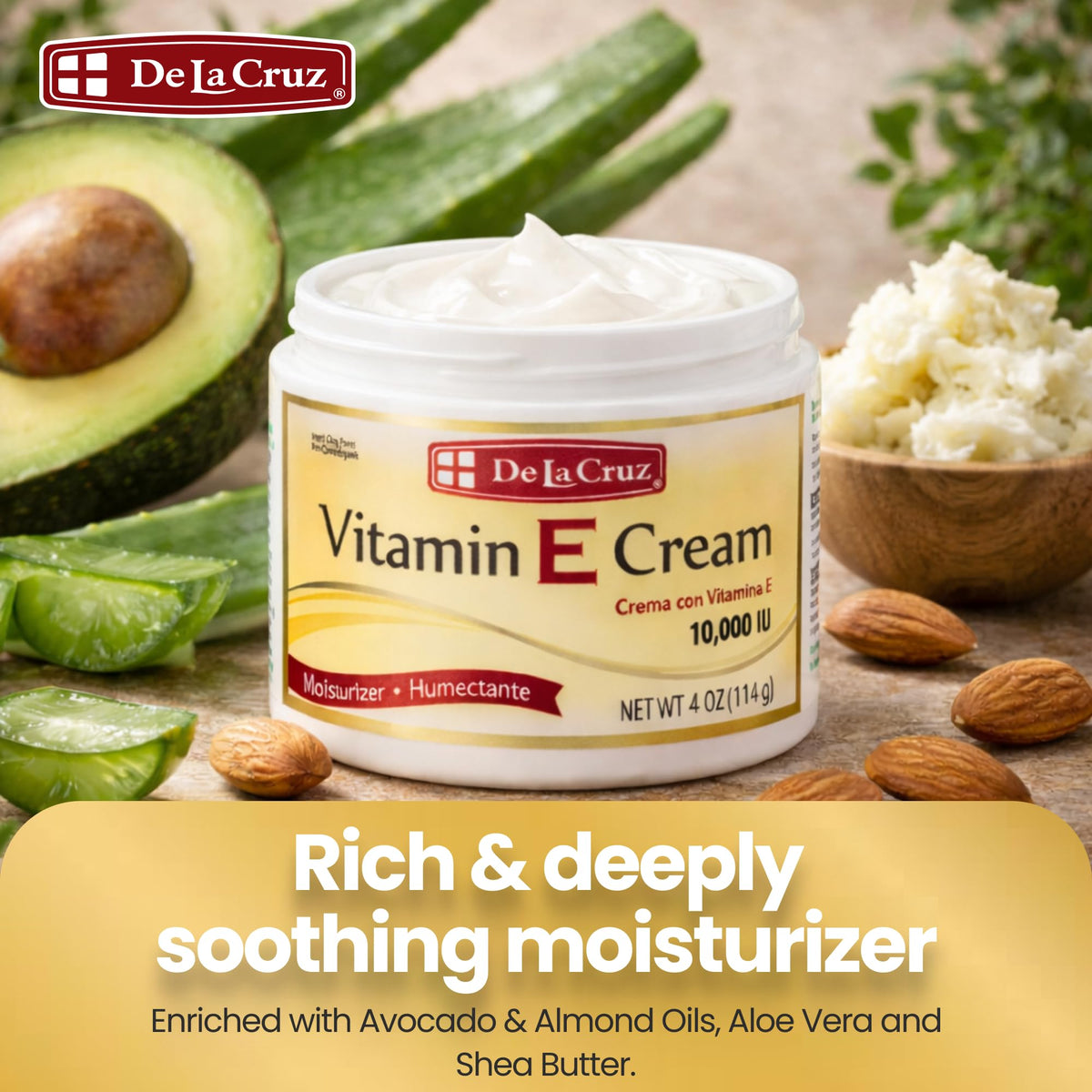 De La Cruz Vitamin E Cream Moisturizer for Face and Neck - 4 oz - image 2