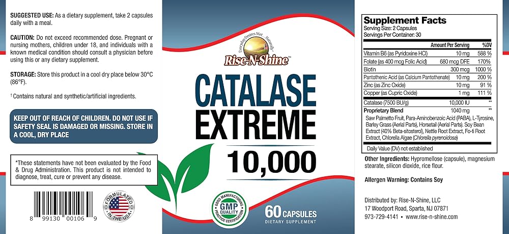 Rise-N-Shine Catalase Extreme 10,000 with Saw Palmetto - 60 Capsules - image 3
