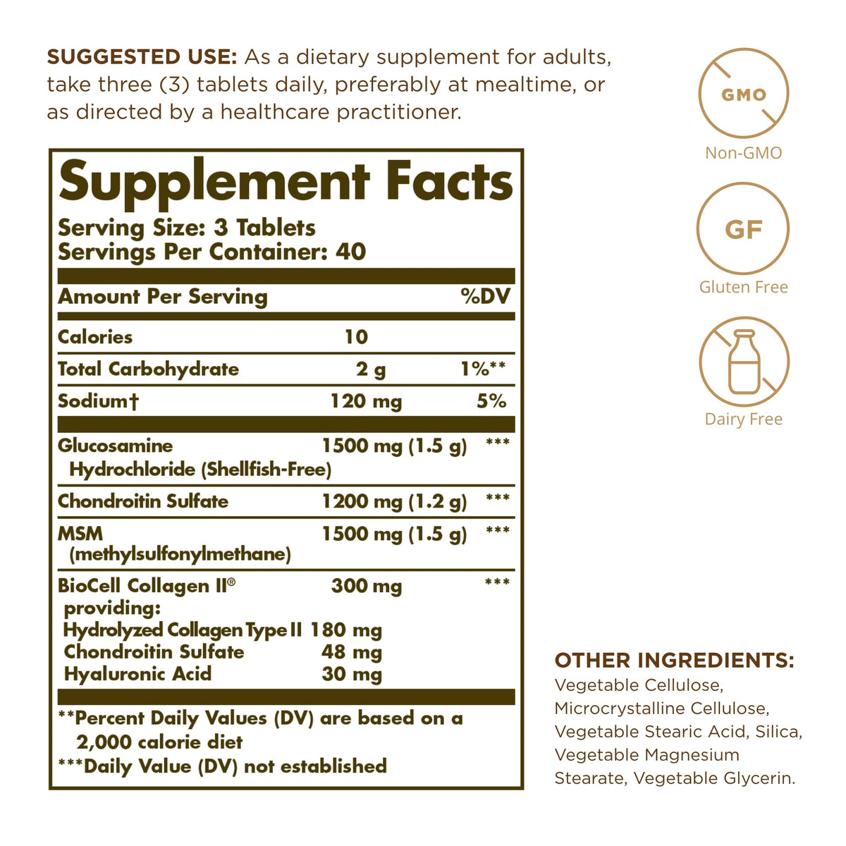 Solgar Glucosamine Hyaluronic Acid Chondroitin MSM - 240 Tablets - image 2