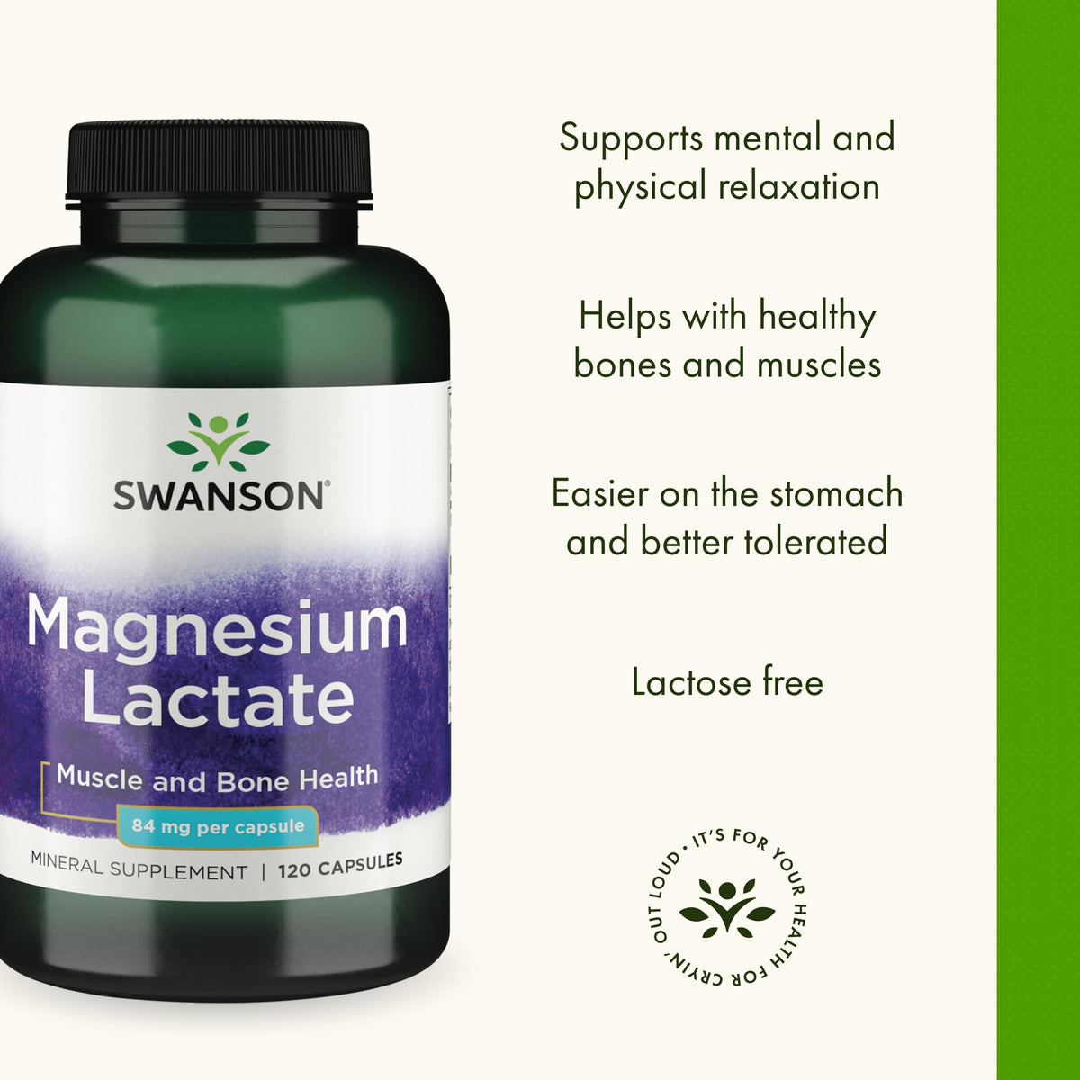 Swanson Magnesium Lactate Mineral Supplement Promoting Muscle