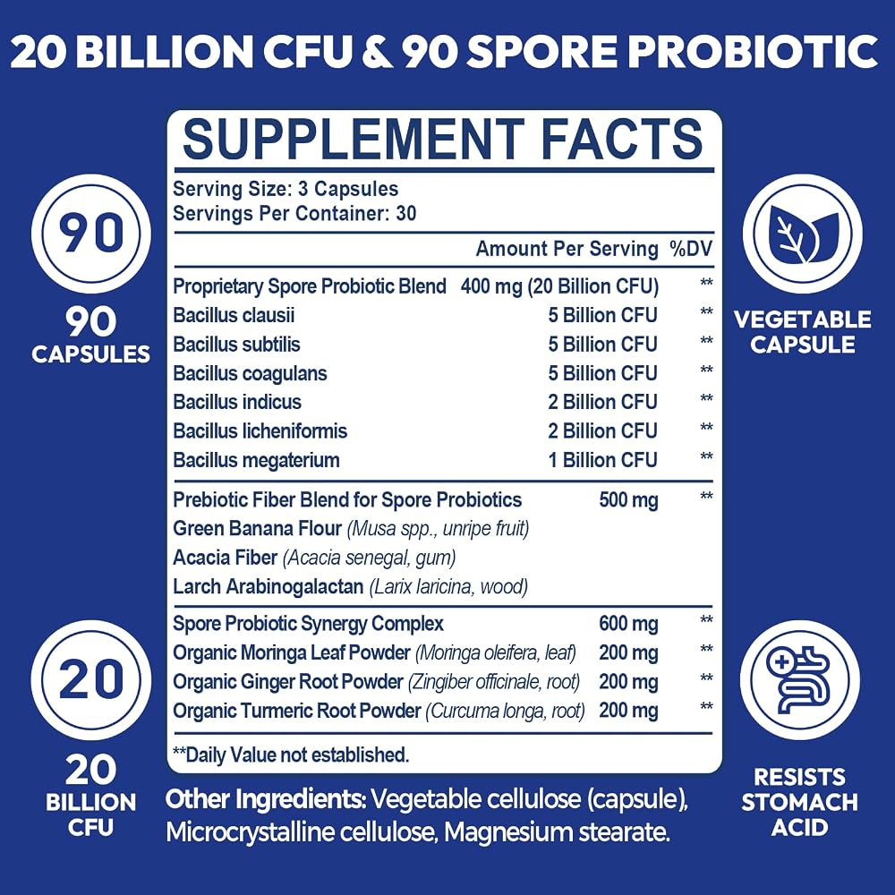 Haliwooya 100% Spore Probiotic 20 Billion CFU - 90 Capsules - image 2