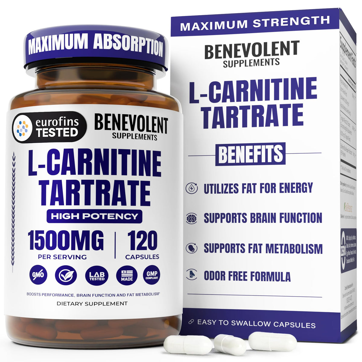 Benevolent Nourishment L Carnitine 1500mg - 120 Capsules