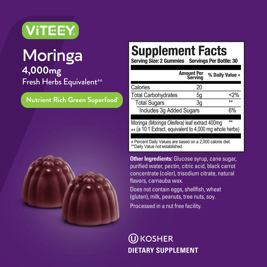 Viteey Moringa Gummies - 4,000mg [from 400mg of 10:1 Extract]