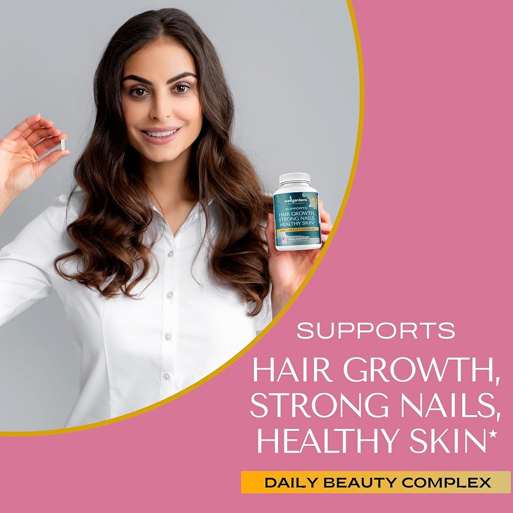 Wellgardens Hair Skin and Nails Vitamins with Biotin 5000mcg - 60 Capsules - image 2