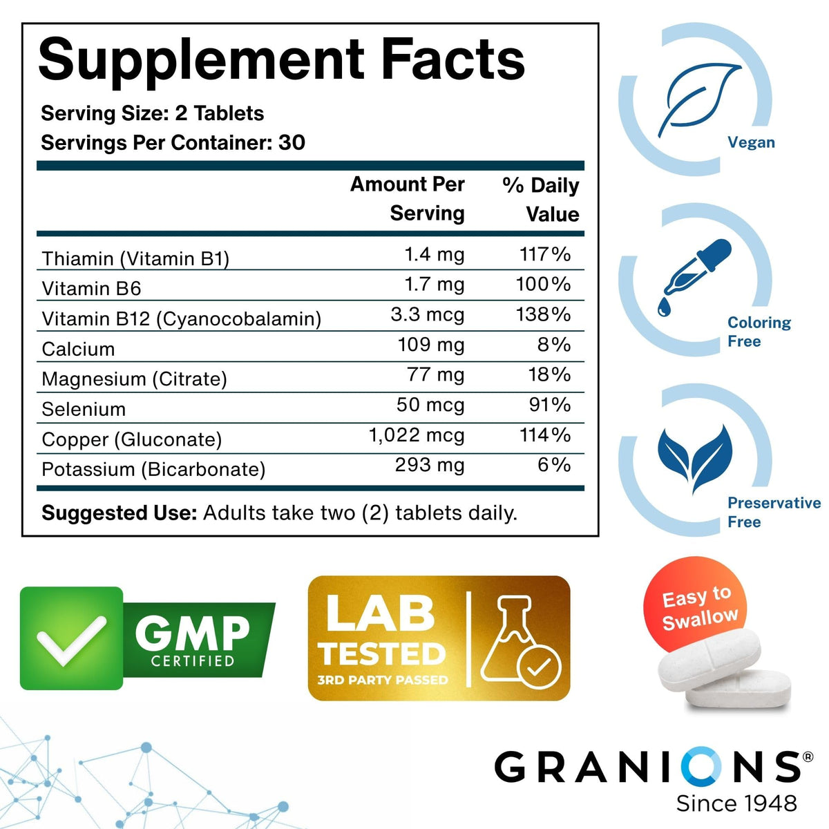Granions Muscle Relaxer Complex Magnesium Potassium - 60 Tablets - image 3