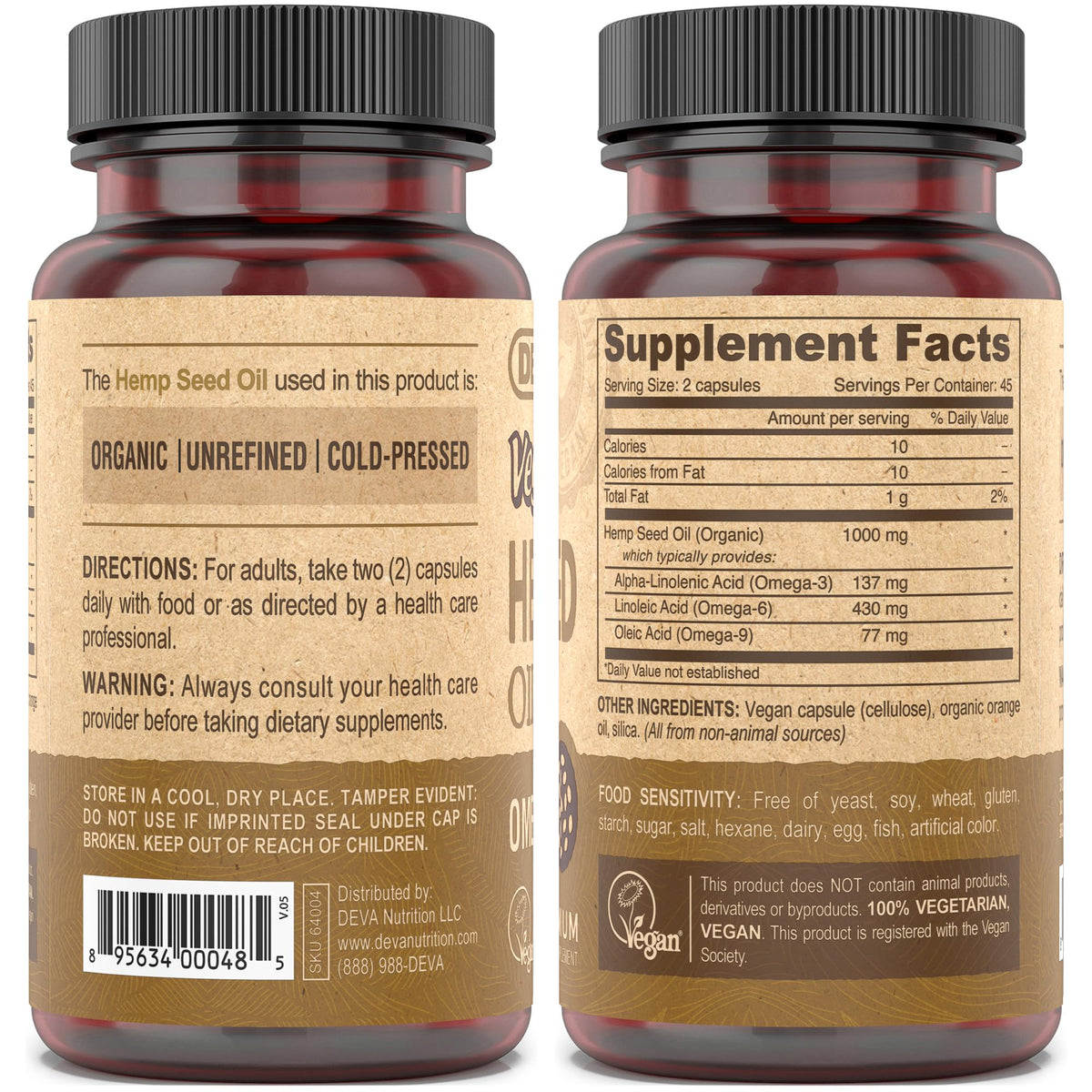 DEVA Vegan Virgin Hemp Seed Oil - 90 Vegetarian Capsules - image 2