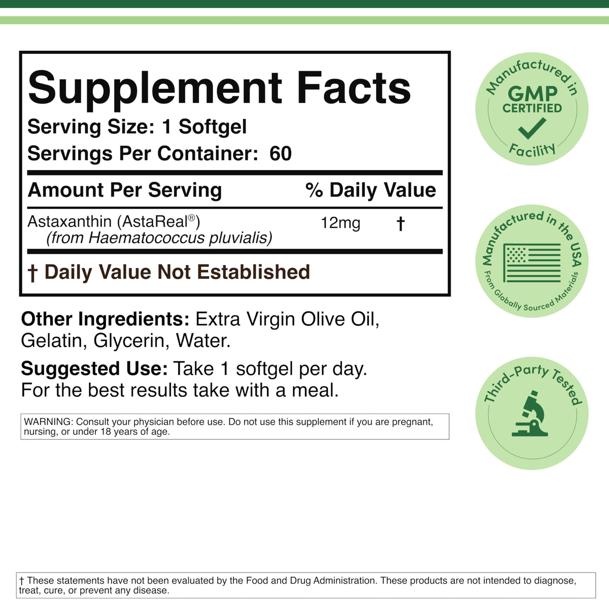 Double Wood Supplements Astaxanthin 12mg Softgels - 60 Softgels - image 2