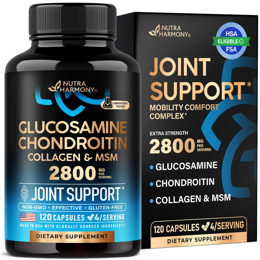 NUTRAHARMONY Glucosamine Chondroitin MSM Collagen Joint Support - 120 Capsules