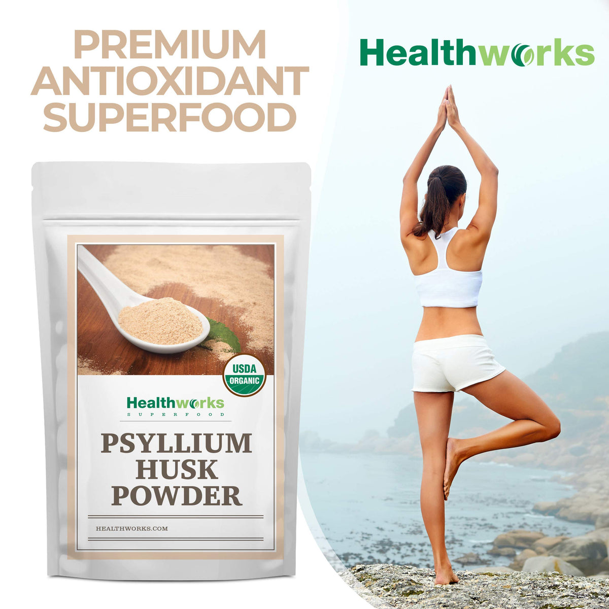 Healthworks Superfoods Organic Psyllium Husk Powder Keto Soluble Fiber