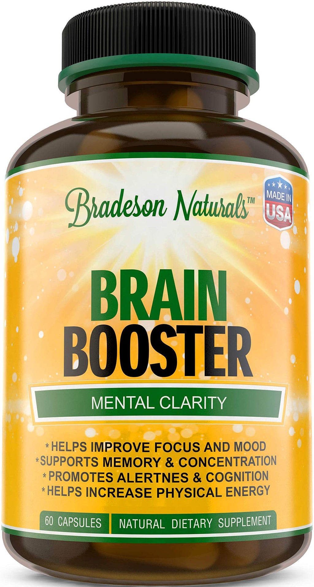 Bradeson Naturals Brain Booster Supplement for Focus & Memory - 60 Capsules