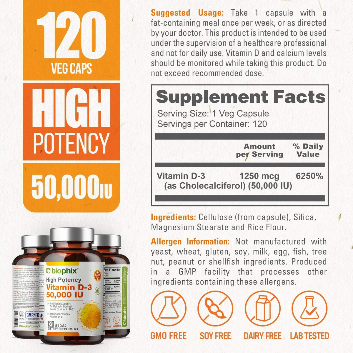 biophix Vitamin D-3 10000 IU High-Potency - 120 Softgels - image 6