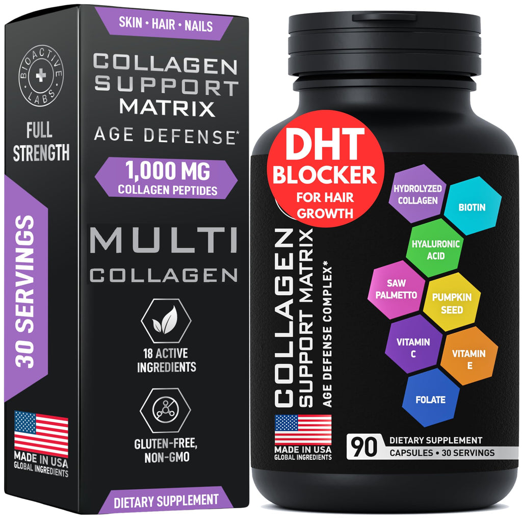 BIOACTIVE LABS Multi Collagen Complex DHT Blocker - 90 Capsules