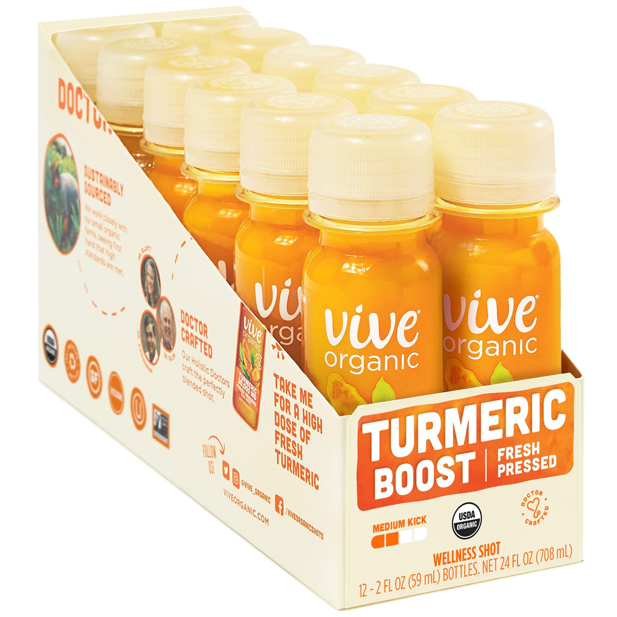 Vive Organic Turmeric Boost Wellness Shot - 12 x 2 fl oz