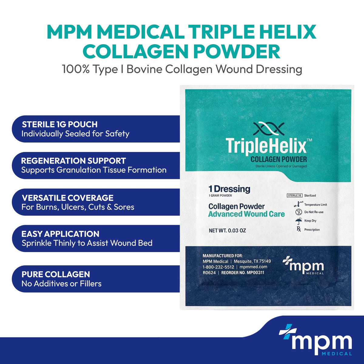 MPM Medical TripleHelix Collagen Powder Type I Bovine - 0.04 oz - image 2