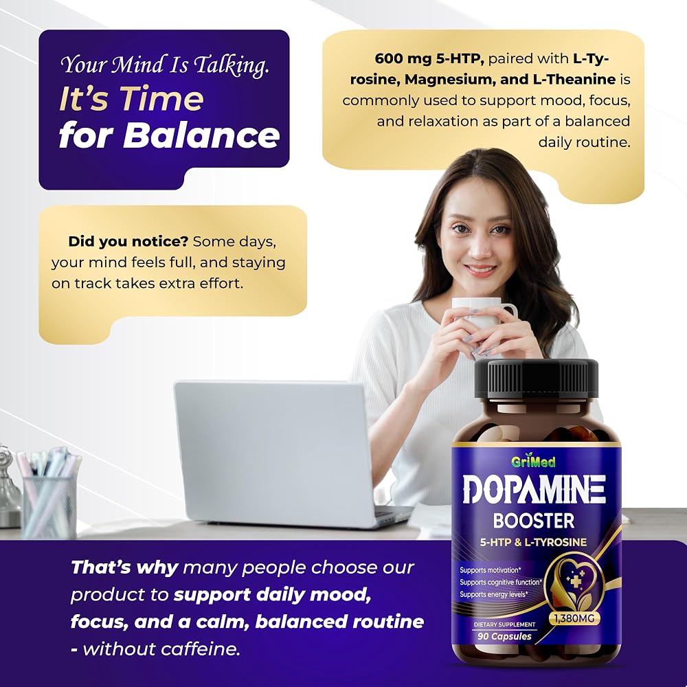GriMed Dopamine Support Complex 1,380 mg with 5-HTP - 90 Capsules - image 3