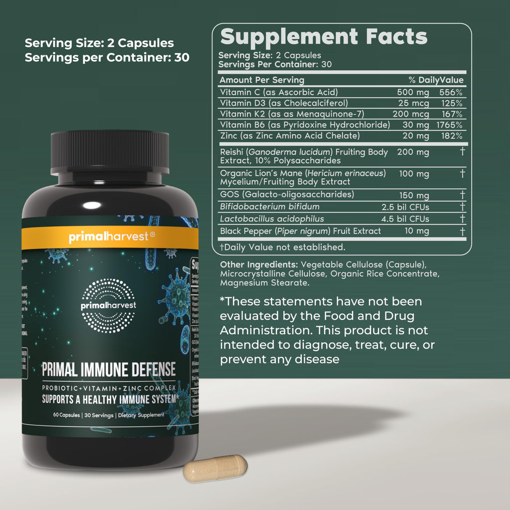 Primal Harvest Immune Defense Daily Supplement - 60 Capsules - image 2