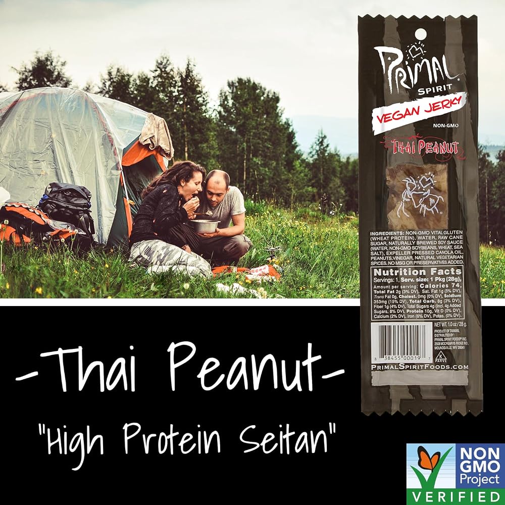Primal Spirit Foods Meatless Vegan Jerky Thai Peanut - 24 Strips - image 3