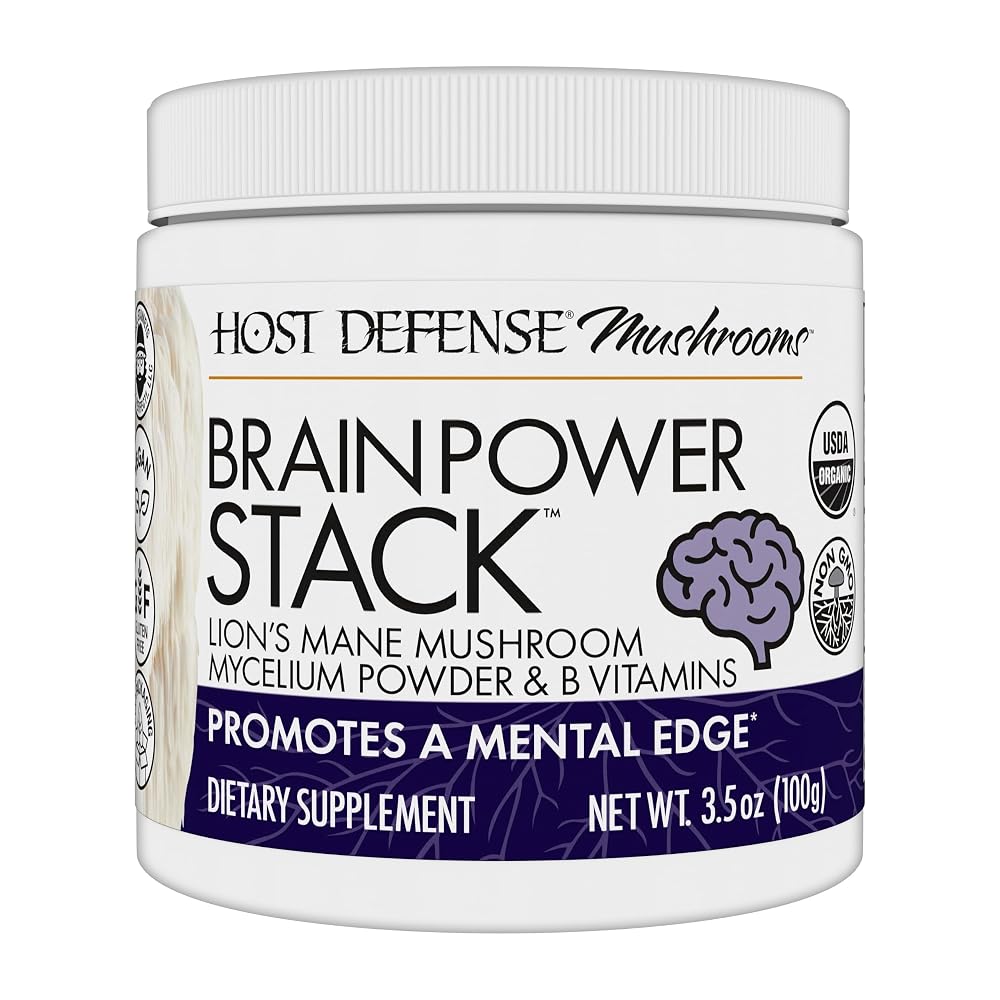Host Defense BrainPower Stack Powder Brain & Focus Support - 100g