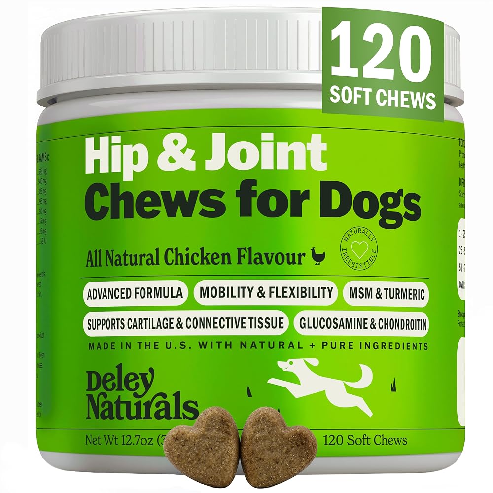 Deley Naturals Hip and Joint Supplement for Dogs - 120 Chews