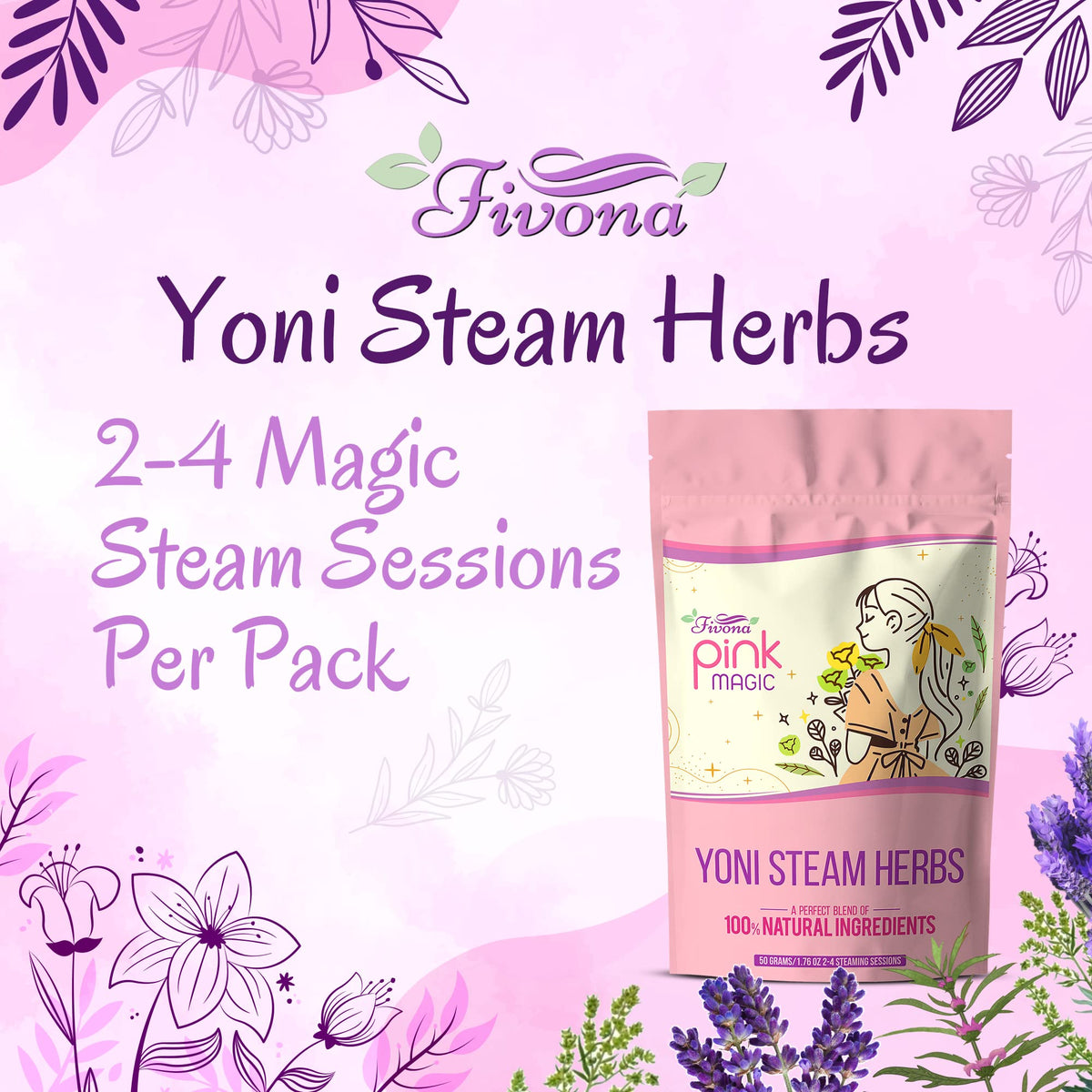 Fivona Pink Magic Yoni Steam Herbs for pH Balance - 2-4 Sessions - image 4