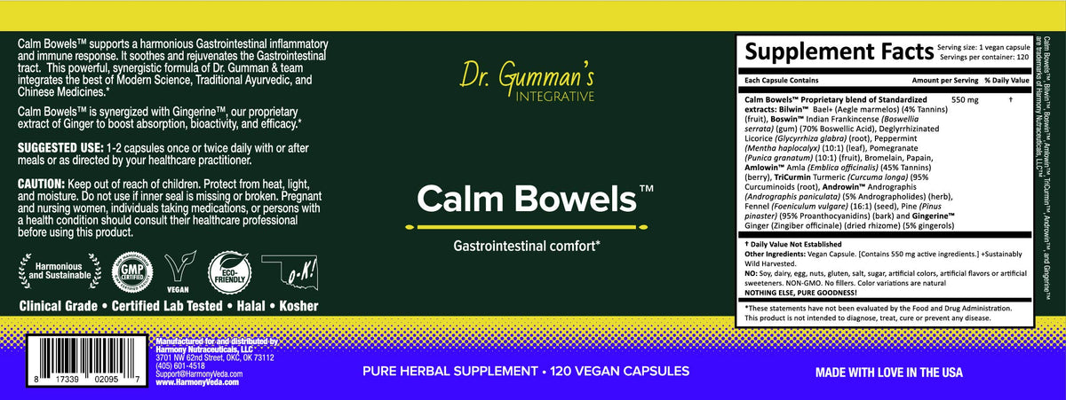Harmony Nutraceuticals Calm Bowels Gastrointestinal Comfort - 120 Vegan Capsules - image 3