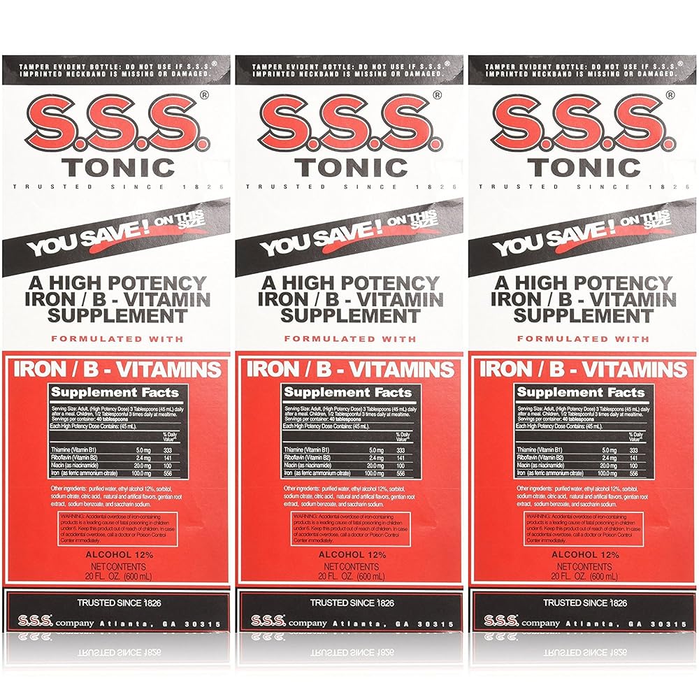 Naweti S.S.S. Tonic Liquid Iron Supplement - 3 x 20 oz