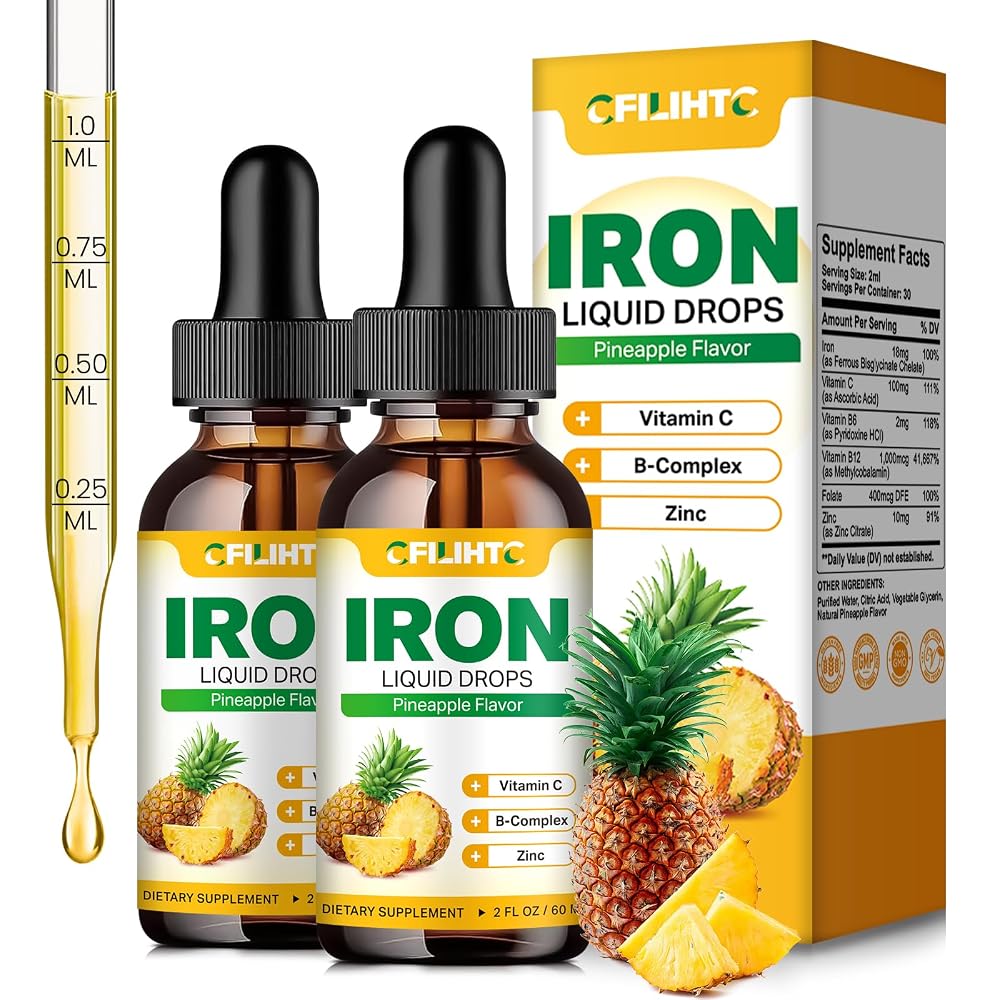 CFILIHTC Liquid Iron Supplement for Women Men & Kids Multivitamin