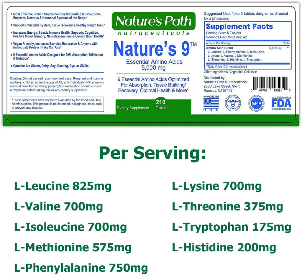 Nature's Path Nutraceuticals Essential Amino Acids 9 EAA Complex - 210 Tablets - image 4