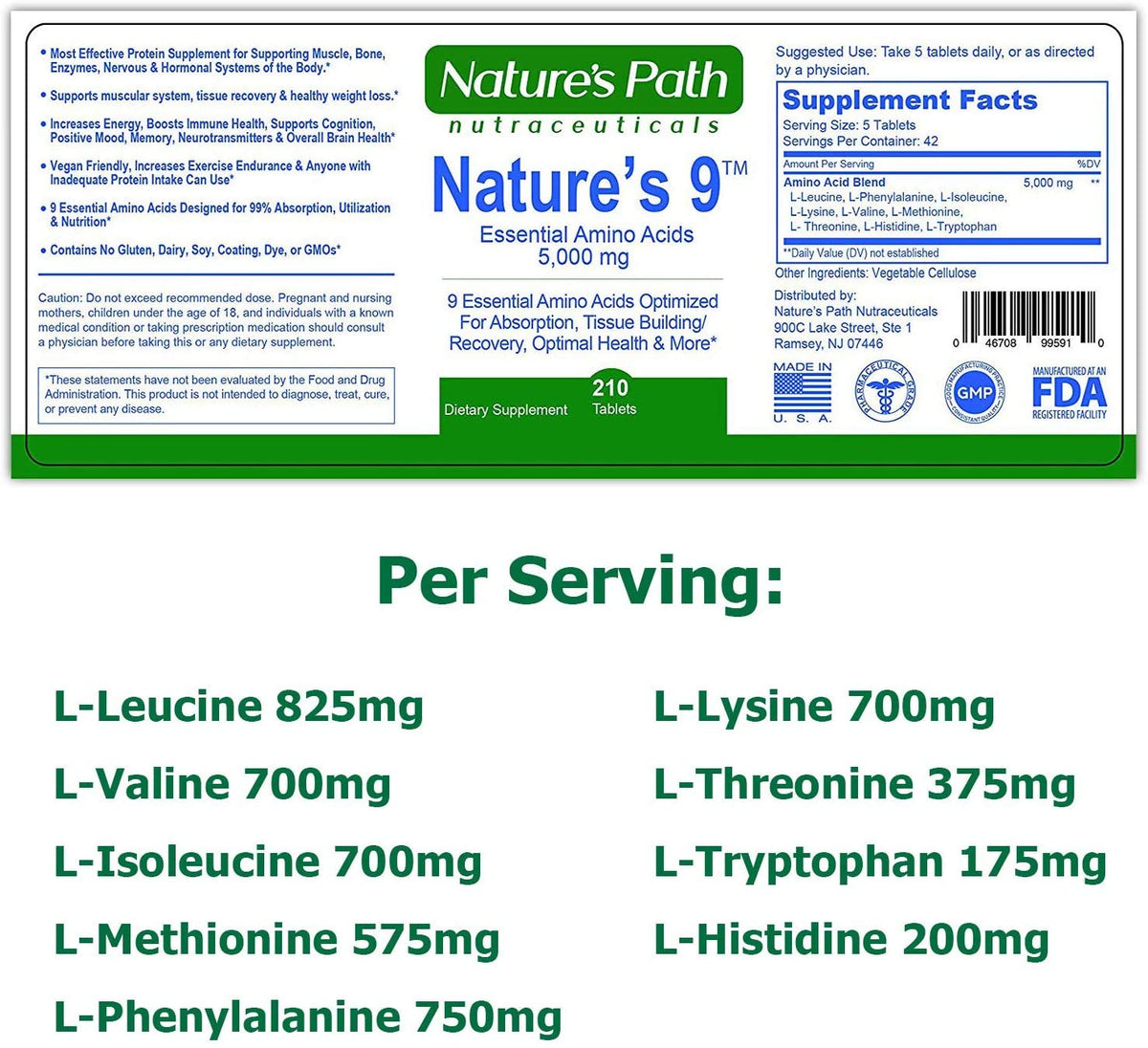 Nature's Path Nutraceuticals Essential Amino Acids 9 EAA Complex - 210 Tablets - image 4