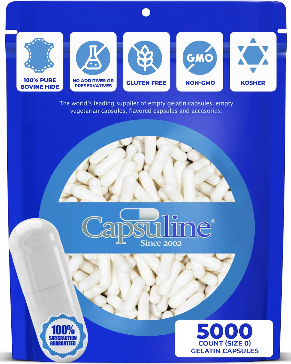 Capsuline Clear Size 0 Empty Gelatin Capsules 1000 Count