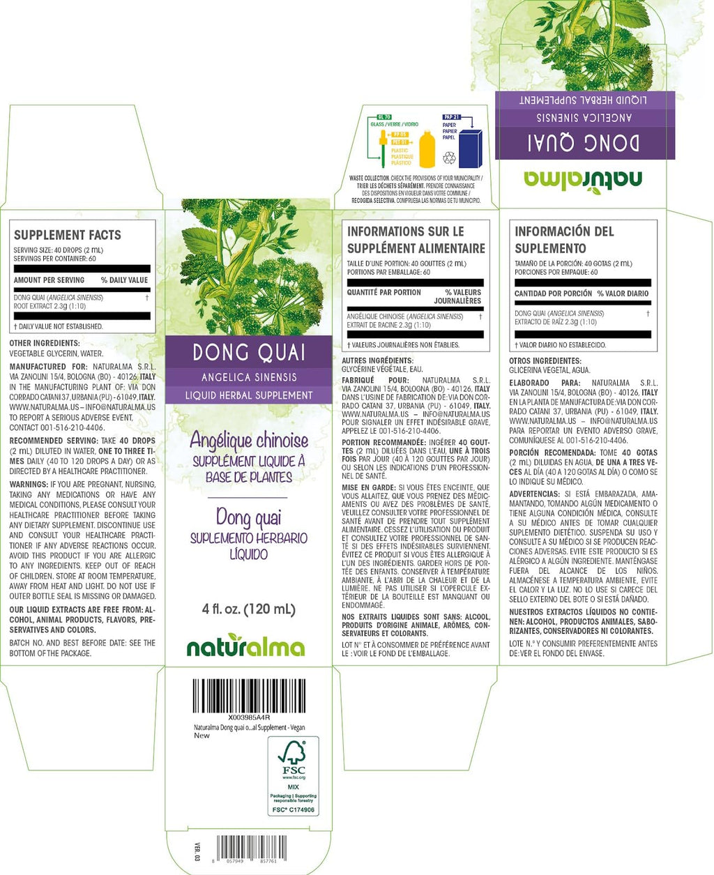 Naturalma Dong Quai Female Ginseng Root Tincture - 4 fl oz - image 2
