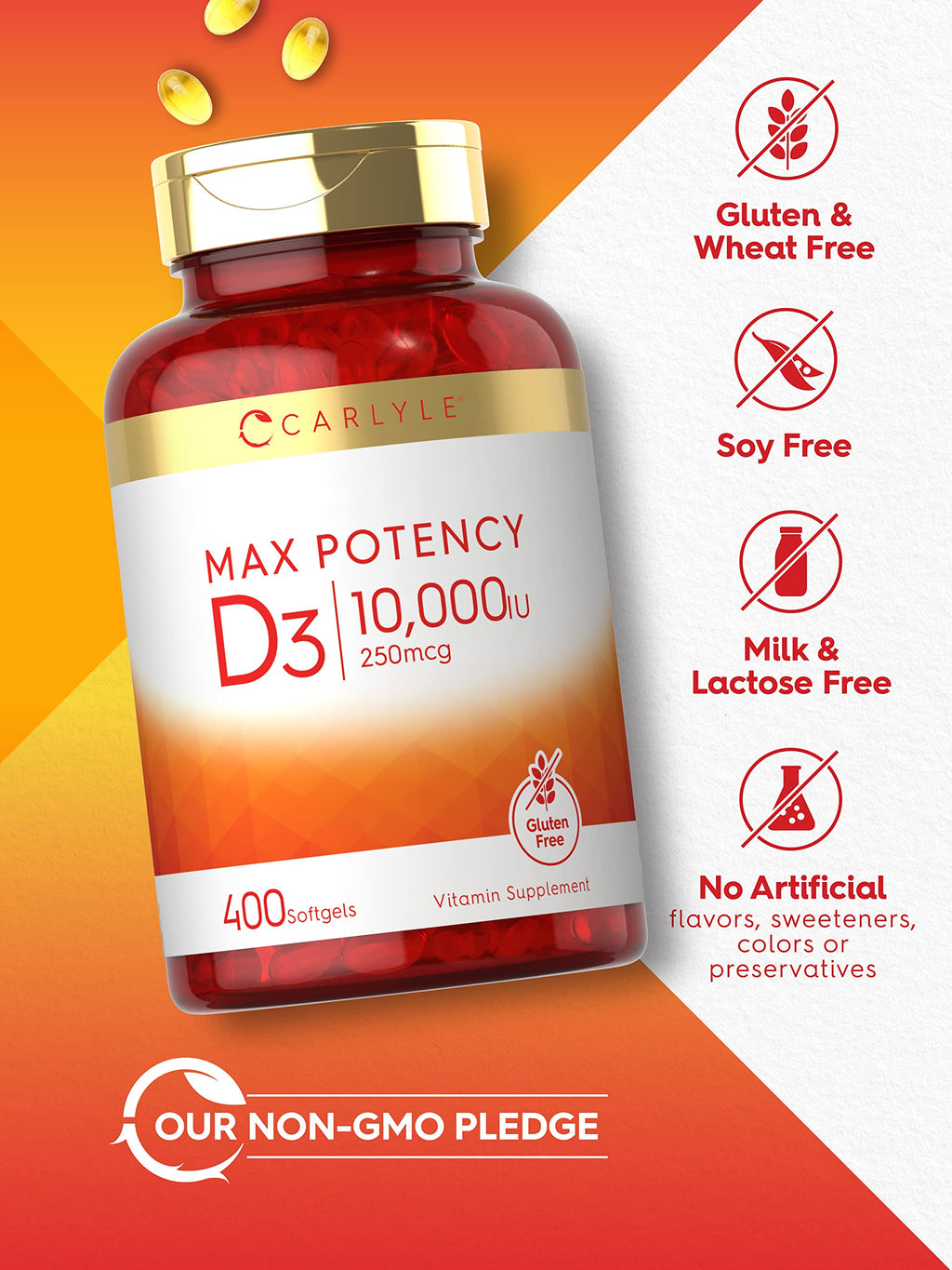 Carlyle Vitamin D3 10000 IU - 400 Softgels - image 4