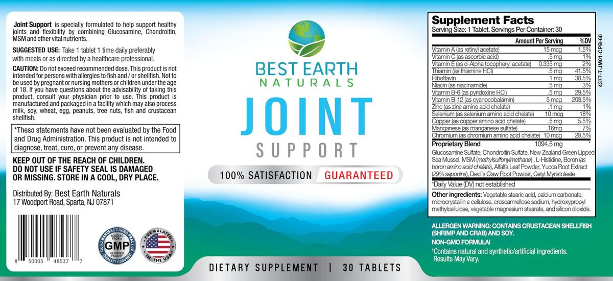 Best Earth Naturals Joint Support Supplement - 30 Tablets - image 5