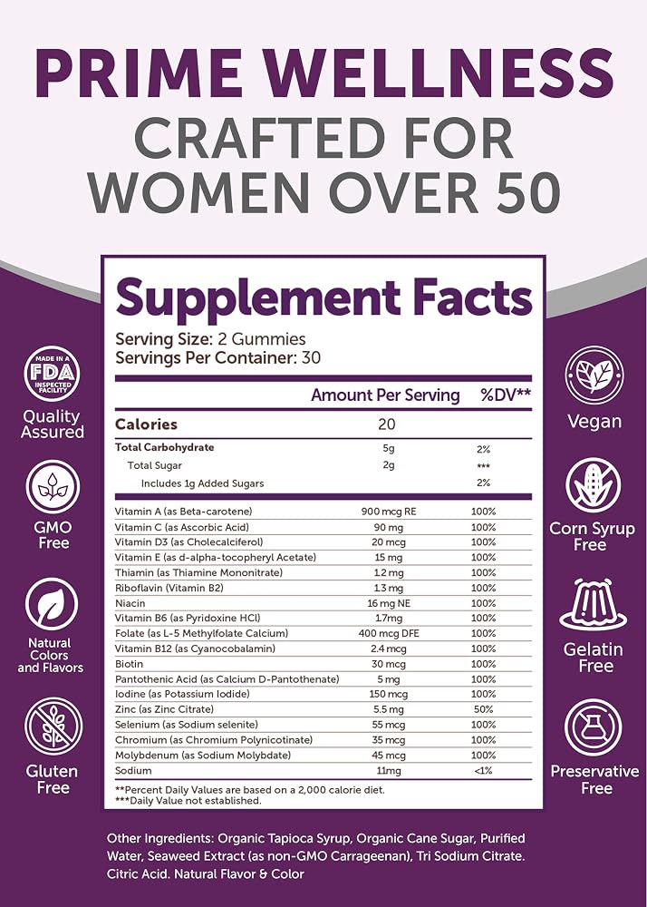 Lunakai USA Made 50 Plus Women's Multivitamin Gummies - Delicious