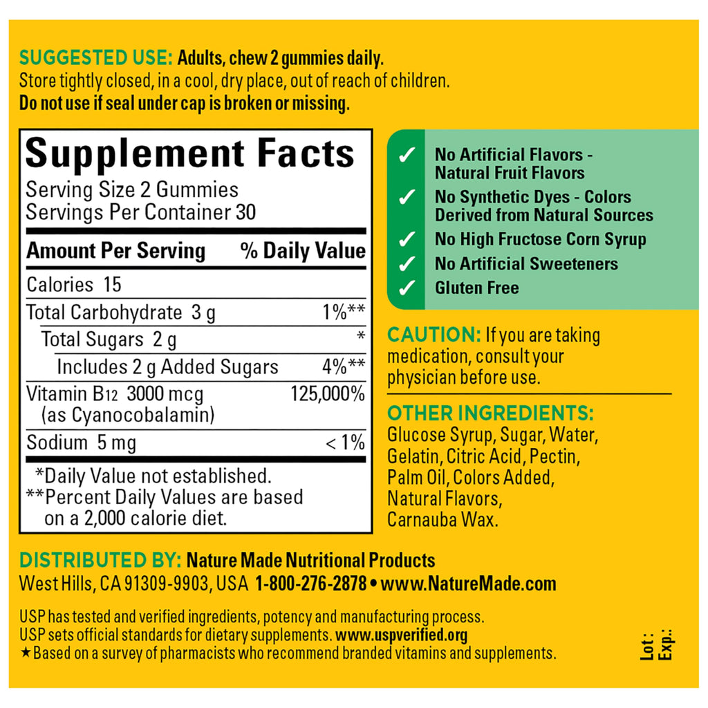 Nature Made Extra Strength Vitamin B12 3000 mcg Gummies - 60 Count - image 8