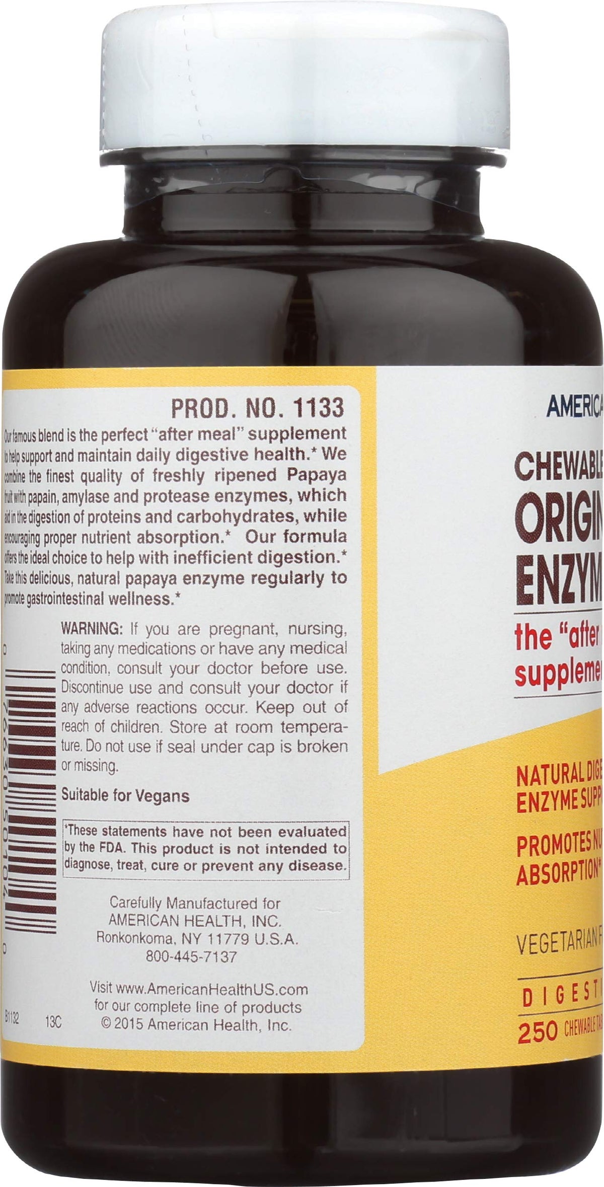 American Health Original Papaya Enzyme - 250 Tablets - image 4