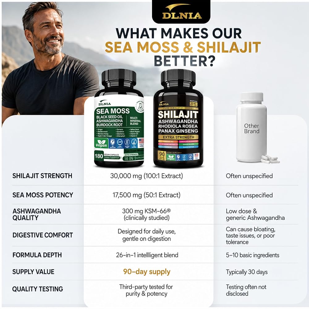 DLNIA Sea Moss & Shilajit Bundle Daily Wellness - 270 Capsules - image 2