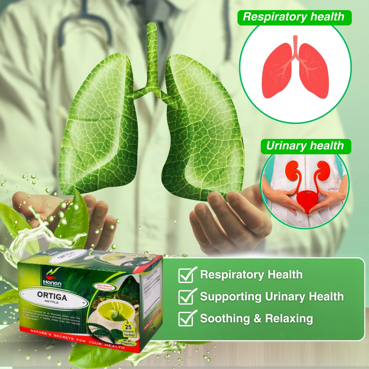 Hanan Nettle Tea Bags of Stinging Nettle Leaf and Root Natural Herbal