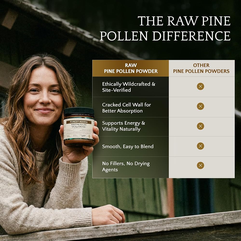 RAW Forest Foods Pine Pollen Powder Adaptogenic Tonic - 70g - image 6