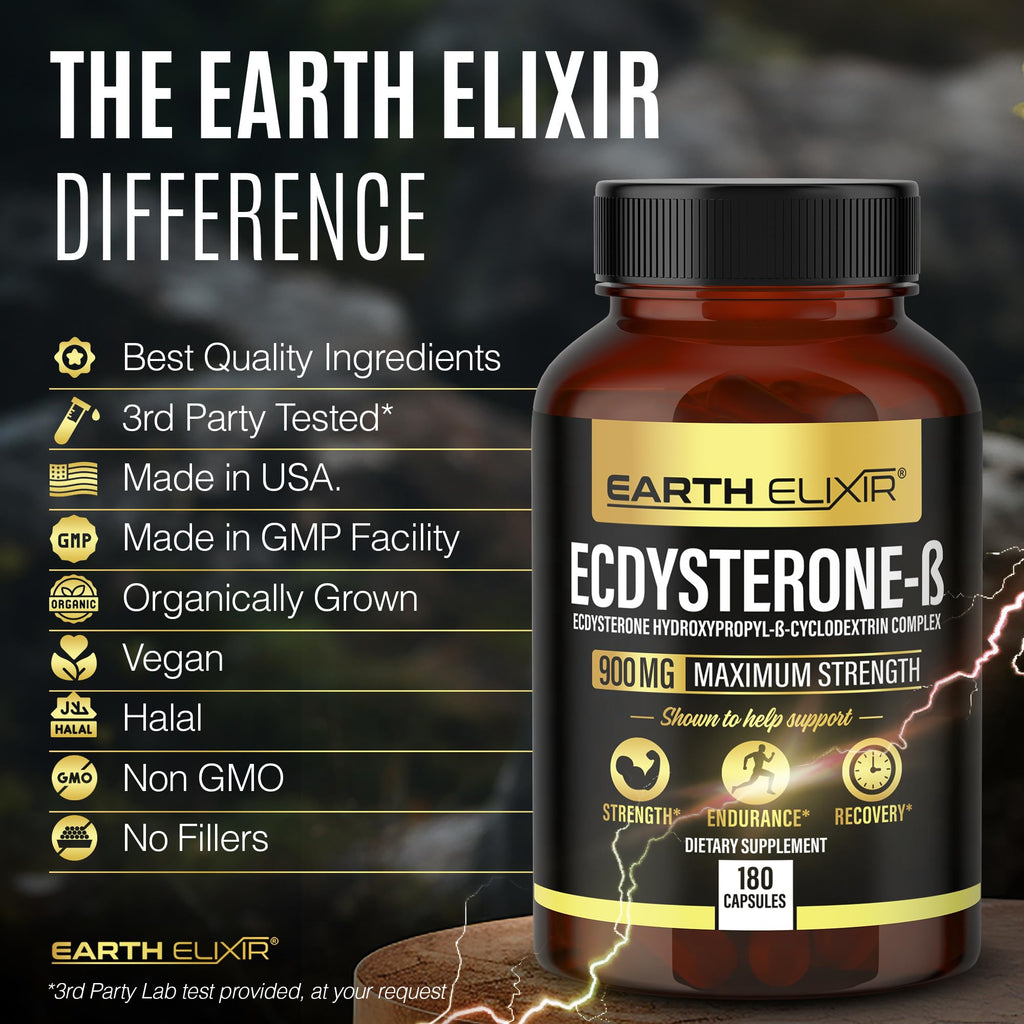 Earth Elixir Ecdysterone 900mg Muscle Building - 180 Capsules - image 5