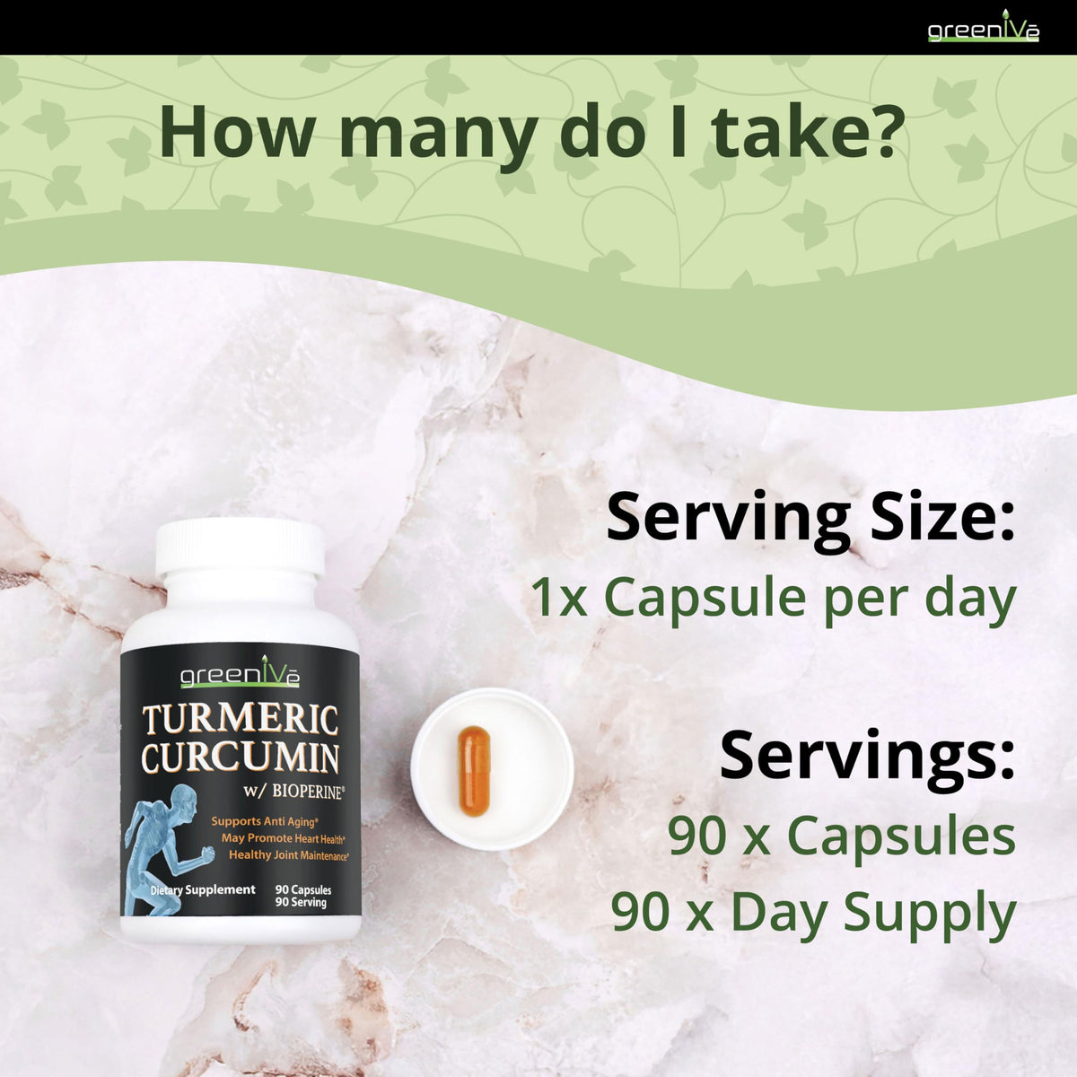 GreenIVe Turmeric Curcumin with BioPerine 1500mg - 90 Vegetarian Capsules - image 6