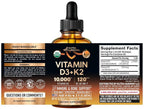 NUTRAHARMONY Vitamin D3 K2 USDA Organic Drops - Vitamin D3 10000 IU